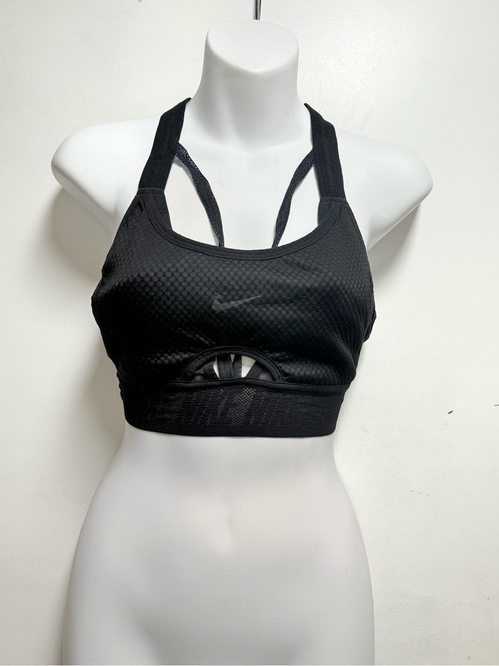 Nike Black Mesh Cutout Racerback Sports Bra